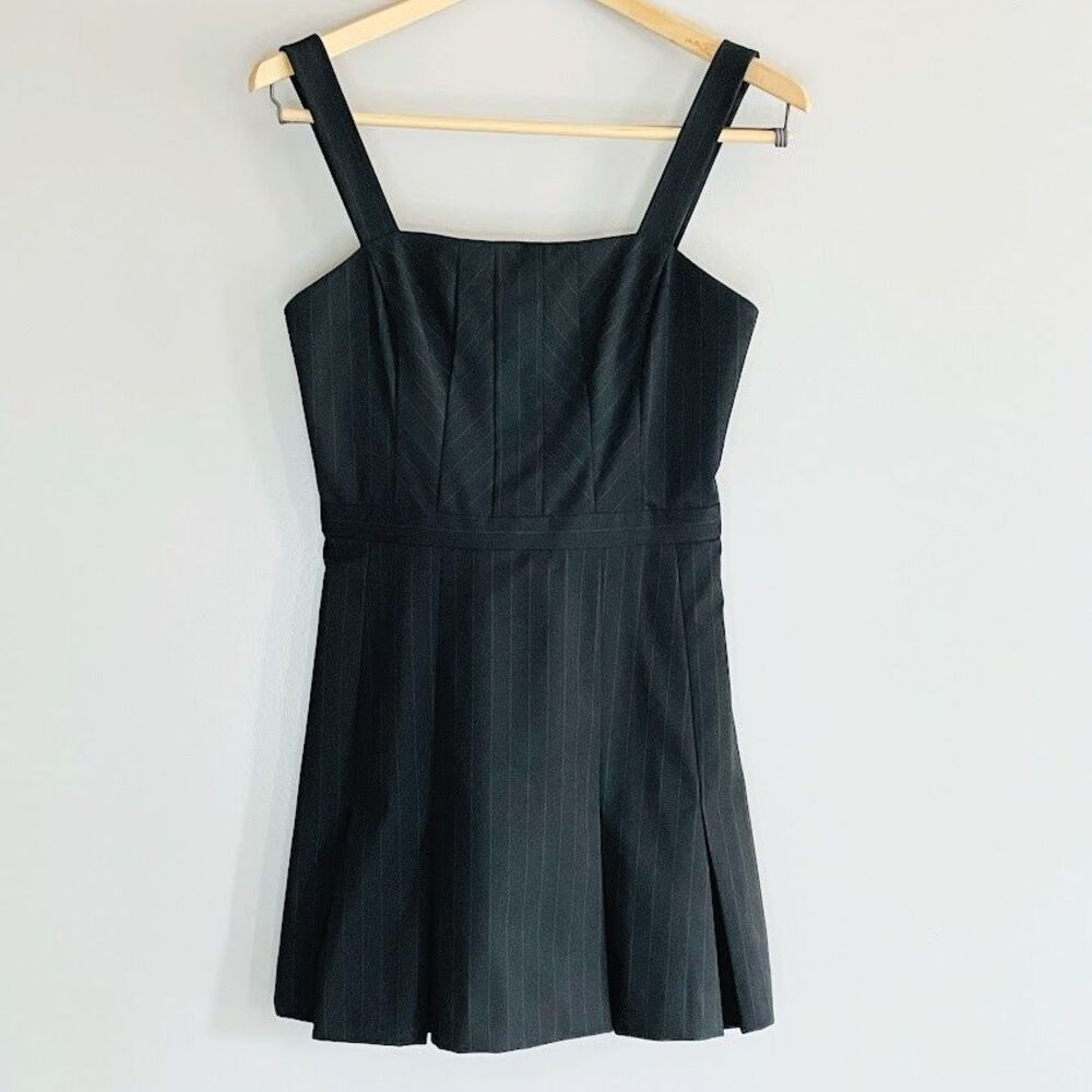 Ramy Brook Jovie Mini Dress Womens Size 0 Black Pinstripe Slim Menswear $495